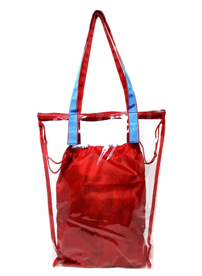 The Rosette Imprint 3-in-1 Swimming Bag Set | 15 x 14 Inch Waterproof PVC Tote Bag | Wet & Dry Compartments and Pouch for Kids Girls & Boys | School, & Outdoor Activities | Blue Sports Design - Image 3